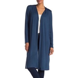 H by Halston Long Blue Open Front Cardigan Sweater